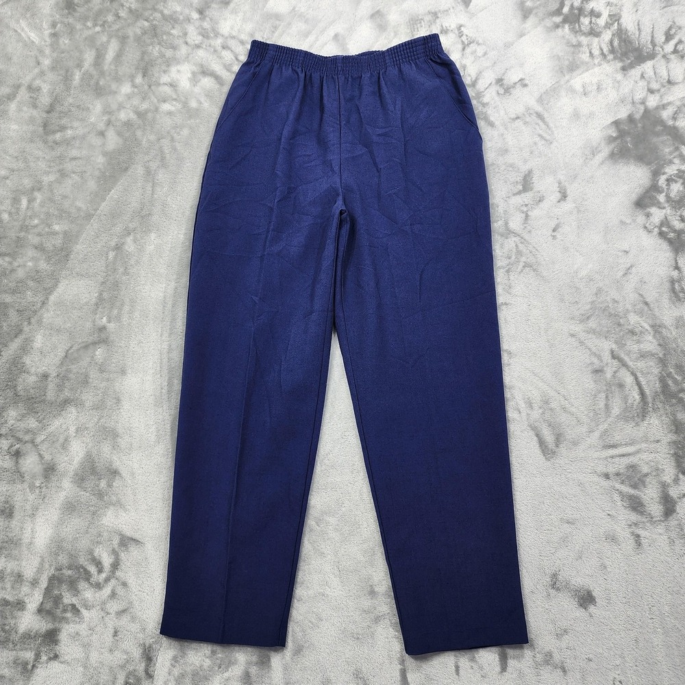 Vintage Briggs‎ Pants Womens 10P PETITE Blue Pull On Straight Leg Twill Casual